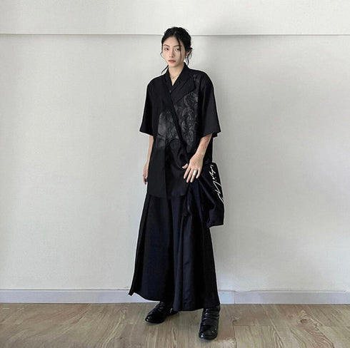 中性的 袴パンツ ブラック モダン /ユニセックス ・メンズ モレビー|モード系ファッションブランド